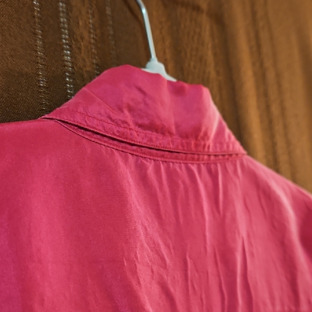 VTG Pink Silk Button-Up Shirt - Picture 13 of 14